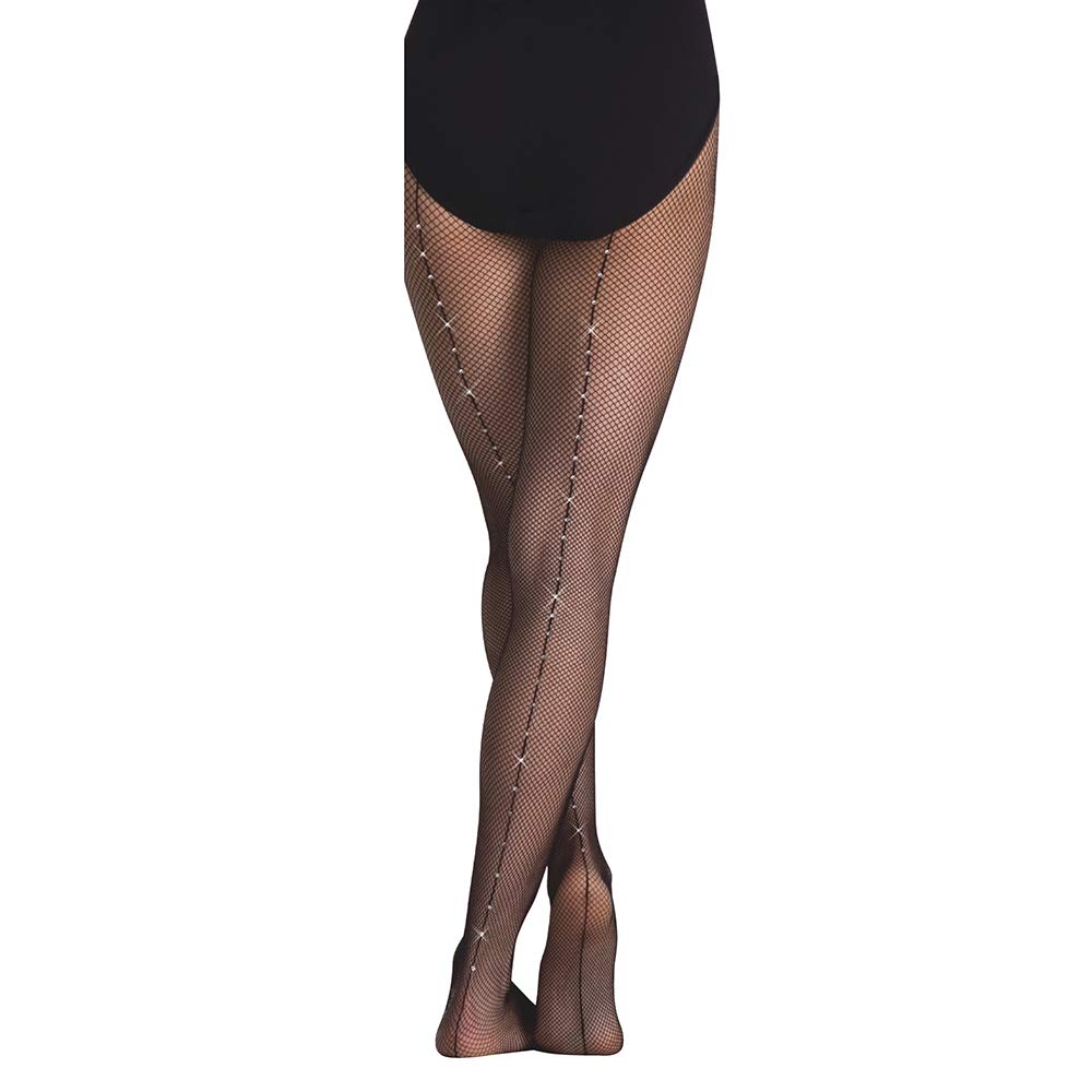 Body Wrappers Womens A64 Backseam Rhinestones Fishnet Tights