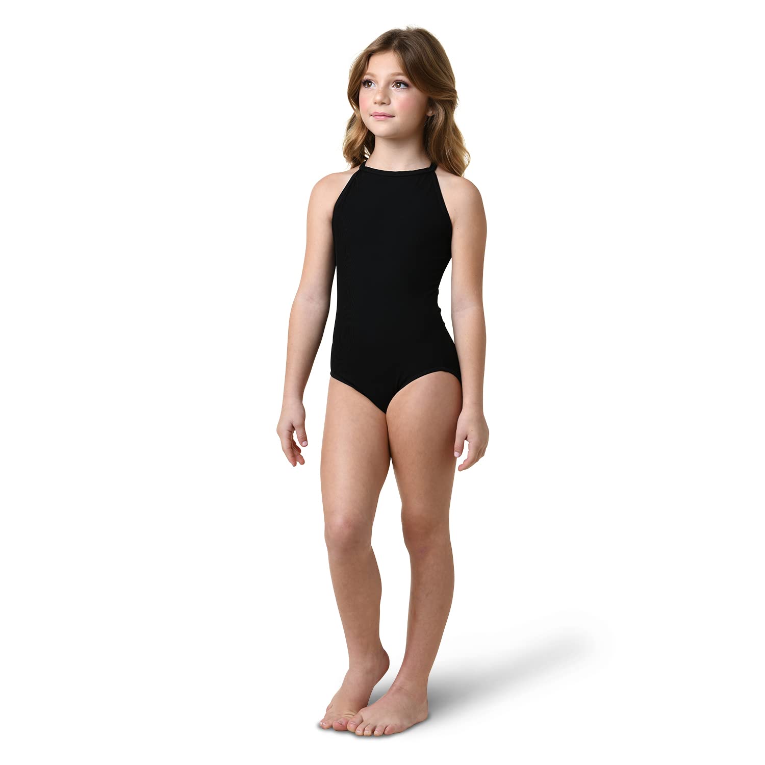 DANZNMOTION by Danshuz Girl's Plush Halter Leotard 2465C
