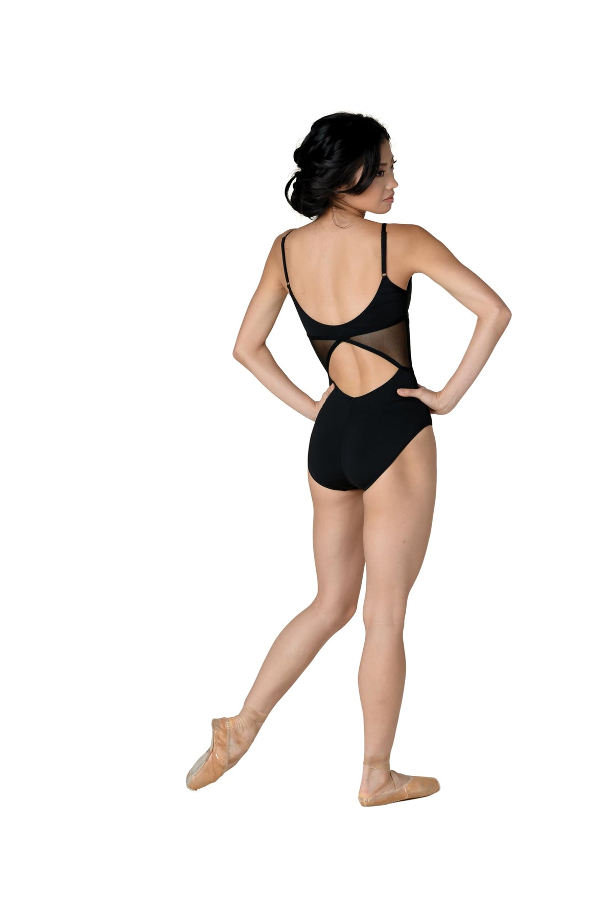 Danz N Motion Womens Camisole Mesh-Waist Leotard Style 21100A