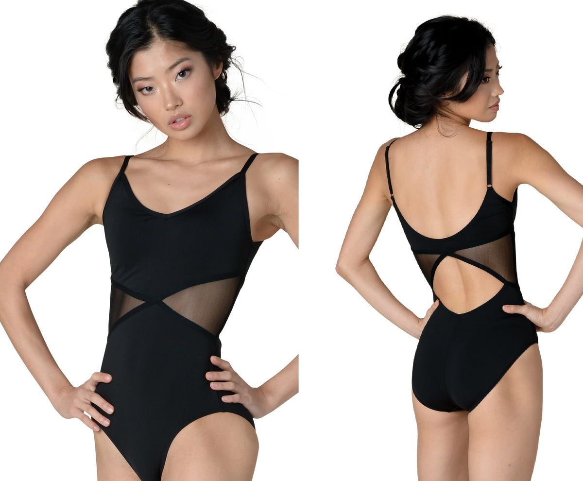 Danz N Motion Womens Camisole Mesh-Waist Leotard Style 21100A