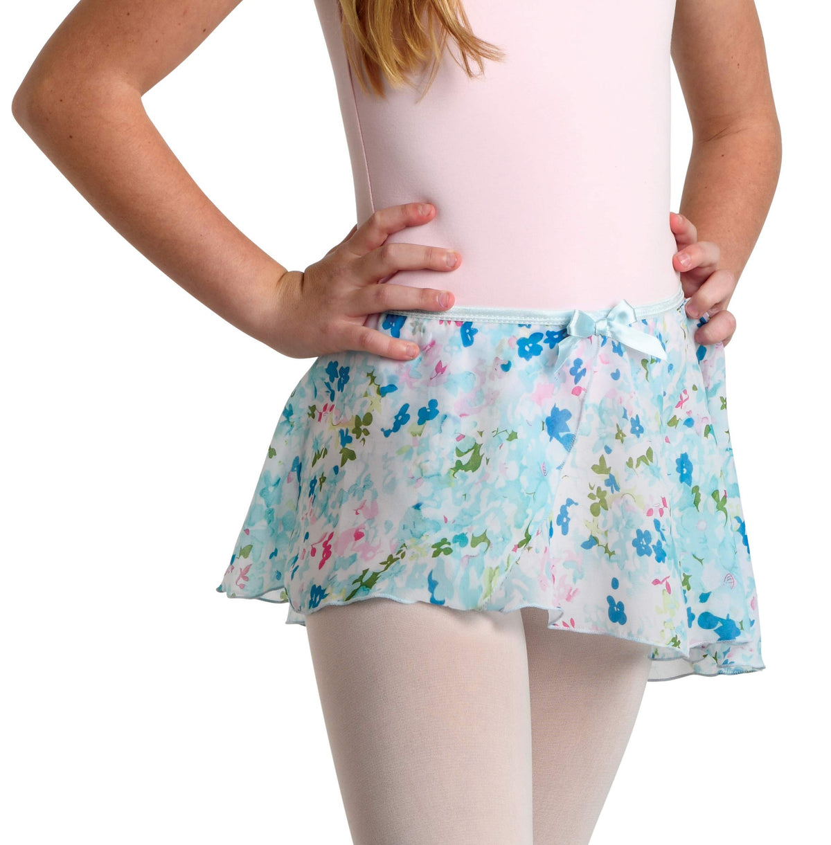 Danshuz Big Girls Pastel Watercolor Flower Print Over-Lapping Circle Skirt 6X-14