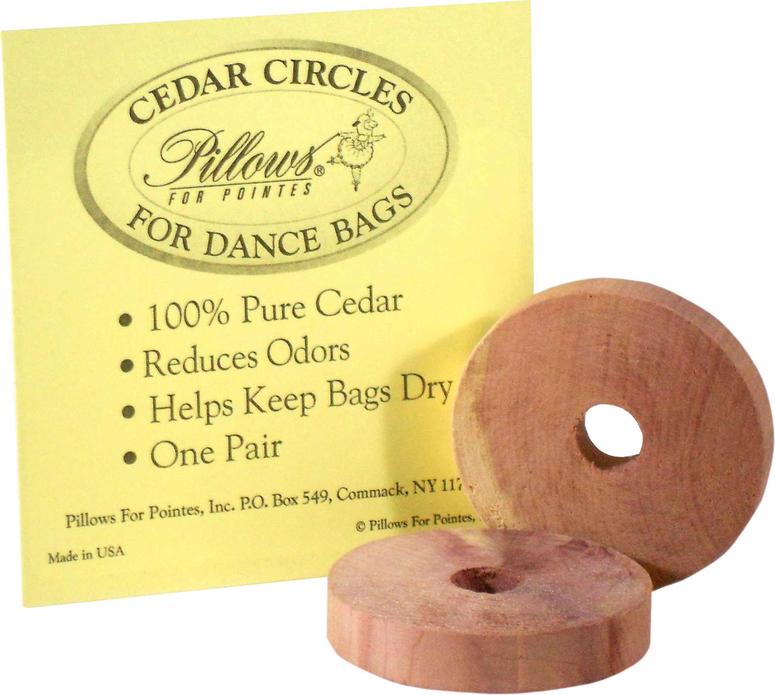 Pillows For Pointes Cedar Circles – Natural Odor Control for Dance Bags (1 Pair)