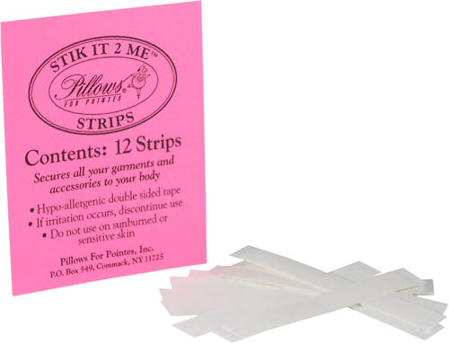 Pillows for Pointes Stikit 2 Me® Double-Sided Hypoallergenic Tape Strips – 12 Pack