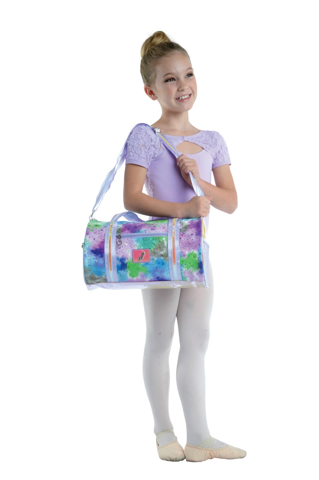 Danz N Motion Kids Dance Bag with Pastel Clouds and Stars Duffel Style 13 Inches by 8 Inches Model B21515