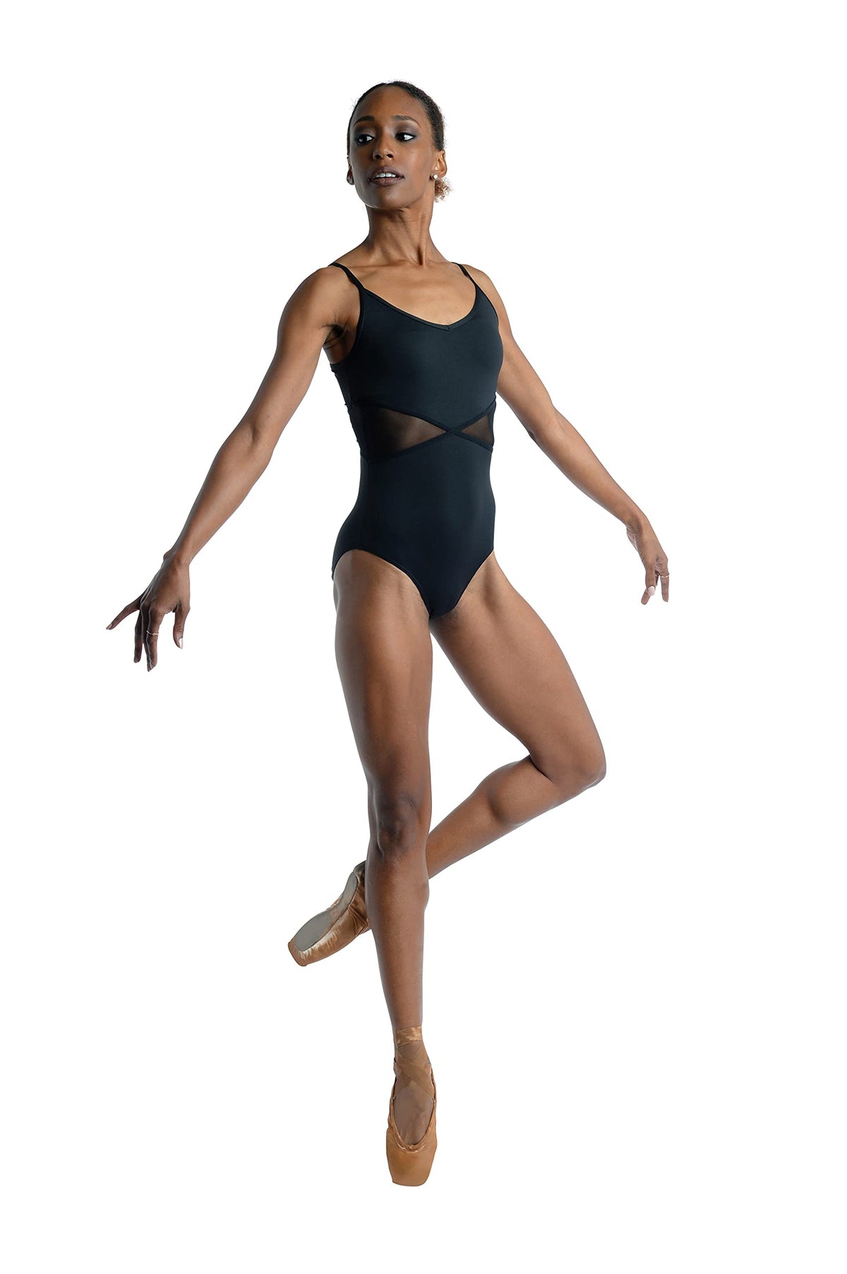 Danz N Motion Womens Camisole Mesh-Waist Leotard Style 21100A