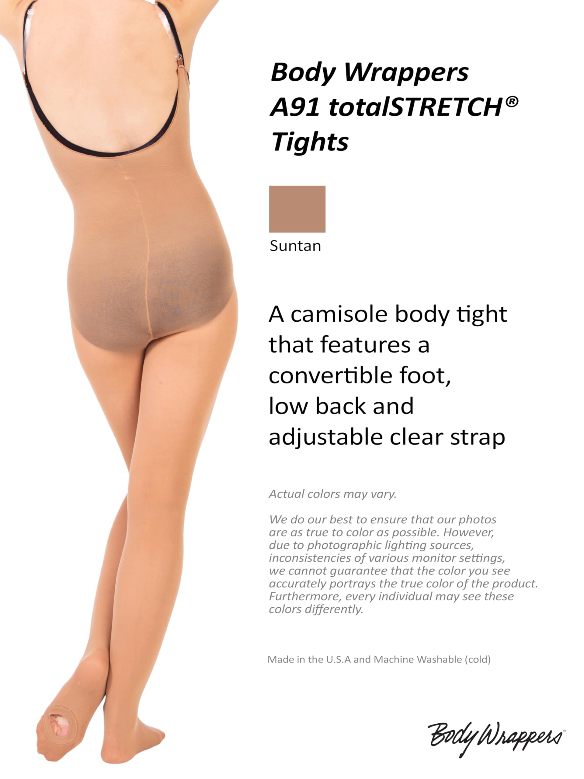 Body Wrappers Womens A91 TotalSTRETCH Convertible Foot Camisole Body Tights