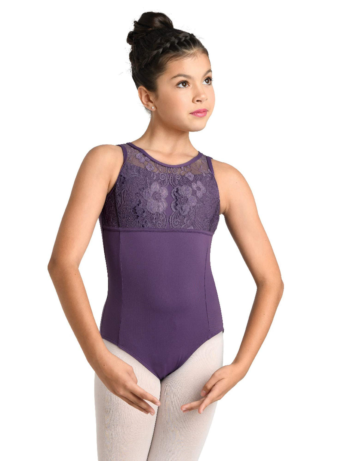DANZNMOTION Tank Style High Neck Lace Leotard